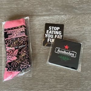 Assholes Live Forever Pink and Black Socks